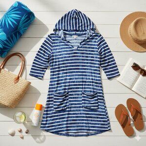 Blue Curl Women's Navy Striped Hooded Cover-Up